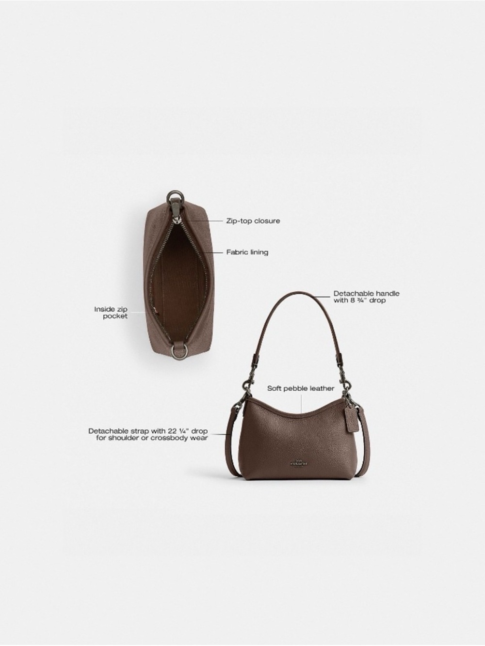 COACH Small Laurel Crossbody/Shoulder Bag - color Stone - Picture 6 of 10